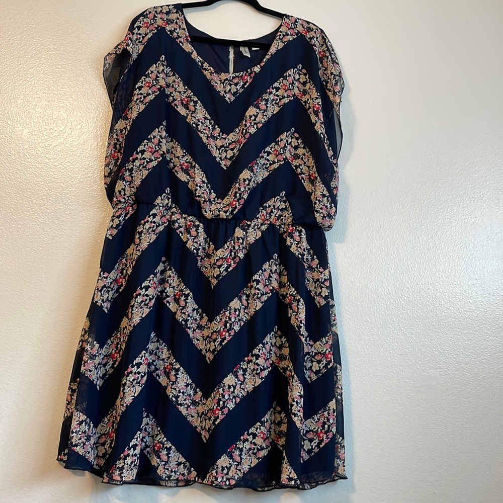 racers chevron floral dress NWOT